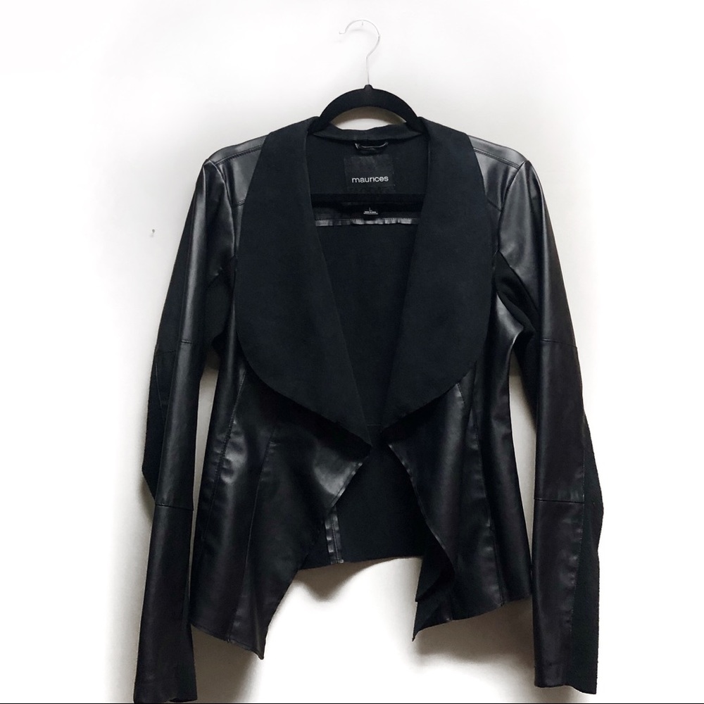 PRICE DROP • Vegan Leather Drape Jacket•Black